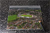 Rectangular glass cuttingboard showing Aerial Photograph of Accrington Stanley - Crown Ground