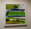 Premium Framed Cork Pin Board showing Aerial Photograph of AFC Fylde - Mill Farm