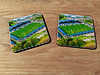 Cork drink coaster showing Aerial Photograph of AFC Fylde - Mill Farm