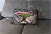 Custom Printed Canvas Cushion showing Aerial Photograph of Airdrie United - New Broomfield