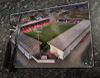 Wooden cork placemat showing Aerial Photograph of Airdrie United - New Broomfield