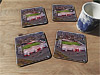 Cork drink coaster showing Aerial Photograph of Airdrie United - New Broomfield