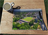 Wooden cork placemat showing Aerial Photograph of Aldershot Town - Recreation Ground