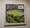 Premium Framed Cork Pin Board showing Aerial Photograph of Aldershot Town - Recreation Ground