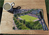 Wooden cork placemat showing Aerial Photograph of Aldershot Town - Recreation Ground