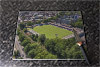 Rectangular glass cuttingboard showing Aerial Photograph of Aldershot Town - Recreation Ground