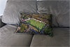 Custom Printed Canvas Cushion showing Aerial Photograph of Annan Athletic - Galabank