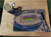 Wooden cork placemat showing Aerial Photograph of Arsenal - Emirates Stadium