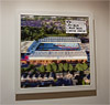 Premium Framed Cork Pin Board showing Aerial Photograph of Aston Villa - Villa Park
