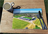 Wooden cork placemat showing Aerial Photograph of Barnet - The Hive Stadium