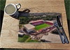 Wooden cork placemat showing Aerial Photograph of Barnsley - Oakwell