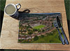 Wooden cork placemat showing Aerial Photograph of Bath City - Twerton Park