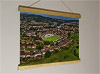 42cm / 16.5" poster hanger with 12x16" landscape print showing Aerial Photograph of Bath City - Twerton Park