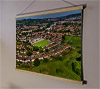 A 62cm / 24.4" poster hanger with 18x24" landscape print showing Aerial Photograph of Bath City - Twerton Park