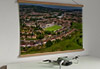 A 62cm / 24.4" poster hanger with 18x24" landscape print showing Aerial Photograph of Bath City - Twerton Park