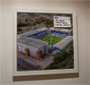 Premium Framed Cork Pin Board showing Aerial Photograph of Blackburn Rovers - Ewood Park