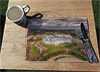 Wooden cork placemat showing Aerial Photograph of Bolton Wanderers - Macron Stadium