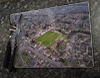 Wooden cork placemat showing Aerial Photograph of Bonnyrigg Rose - New Dundas Park