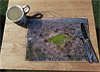 Wooden cork placemat showing Aerial Photograph of Bonnyrigg Rose - New Dundas Park