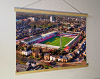 A 62cm / 24.4" poster hanger with 18x24" landscape print showing Aerial Photograph of Brentford - Griffin Park