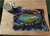 Wooden cork placemat showing Aerial Photograph of Brighton and Hove Albion - Amex Stadium