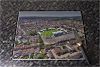 Rectangular glass cuttingboard showing Aerial Photograph of Bristol Rovers - Memorial Stadium