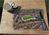 Wooden cork placemat showing Aerial Photograph of Bristol Rovers - Memorial Stadium