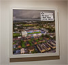 Premium Framed Cork Pin Board showing Aerial Photograph of Burnley - Turf Moor