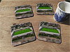 Cork drink coaster showing Aerial Photograph of Burton Albion - Pirelli Stadium