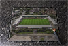 Rectangular glass cuttingboard showing Aerial Photograph of Burton Albion - Pirelli Stadium