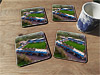 Cork drink coaster showing Aerial Photograph of Carlisle United - Brunton Park