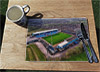 Wooden cork placemat showing Aerial Photograph of Carlisle United - Brunton Park