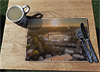 Wooden cork placemat showing Aerial Photograph of Chelsea - Stamford Bridge