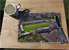 Wooden cork placemat showing Aerial Photograph of Cheltenham Town - Whaddon Road