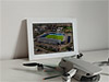 Framed Poster showing Aerial Photograph of Chesterfield - B2net Stadium