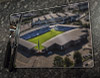 Wooden cork placemat showing Aerial Photograph of Chesterfield - B2net Stadium