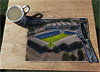 Wooden cork placemat showing Aerial Photograph of Chesterfield - B2net Stadium