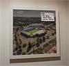 Premium Framed Cork Pin Board showing Aerial Photograph of Chesterfield - B2net Stadium