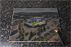 Rectangular glass cuttingboard showing Aerial Photograph of Chesterfield - B2net Stadium