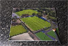 Rectangular glass cuttingboard showing Aerial Photograph of Chippenham Town - Hardenhuish Park