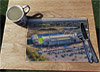 Wooden cork placemat showing Aerial Photograph of Colchester United - Weston Homes Community Stadium