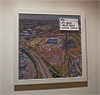 Premium Framed Cork Pin Board showing Aerial Photograph of Coventry City - Ricoh Arena