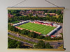 A 62cm / 24.4" poster hanger with 18x24" landscape print showing Aerial Photograph of Crawley Town - Broadfield Stadium