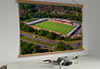 A 62cm / 24.4" poster hanger with 18x24" landscape print showing Aerial Photograph of Crawley Town - Broadfield Stadium