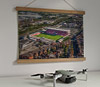 42cm / 16.5" poster hanger with 12x16" landscape print showing Aerial Photograph of Crewe Alexandra - Alexandra Stadium