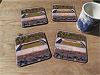 Cork drink coaster showing Aerial Photograph of Dunfermline - East End Park