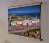 A 62cm / 24.4" poster hanger with 18x24" landscape print showing Aerial Photograph of East Fife - Bayview Stadium