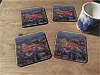 Cork drink coaster showing Aerial Photograph of Ebbsfleet United - Stonebridge Road