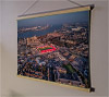 A 62cm / 24.4" poster hanger with 18x24" landscape print showing Aerial Photograph of Ebbsfleet United - Stonebridge Road