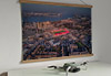 A 62cm / 24.4" poster hanger with 18x24" landscape print showing Aerial Photograph of Ebbsfleet United - Stonebridge Road